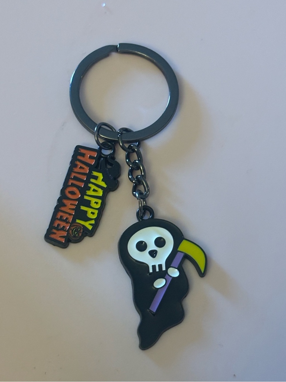 Halloween Grim Reaper Keychain - Black with Yellow Accent
